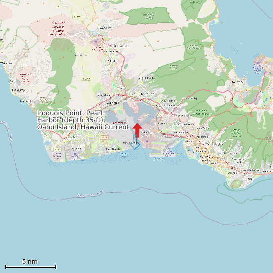 Map of Iroquois Point, Pearl Harbor (depth 35 ft), Oahu Island, Hawaii Current Prediction Station