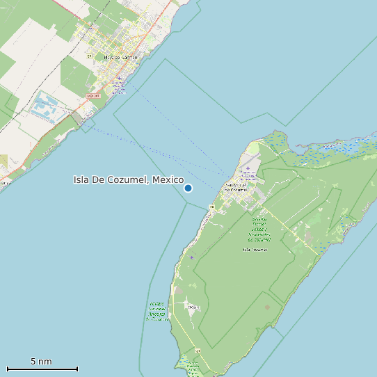 Map of Isla De Cozumel, Mexico Tide Prediction Station
