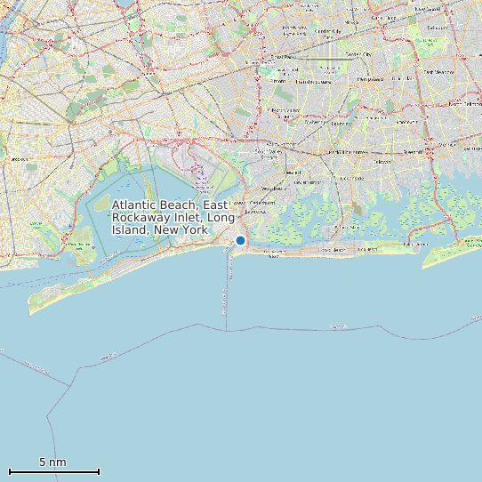 Map of Atlantic Beach, East Rockaway Inlet, Long Island, New York Tide Prediction Station