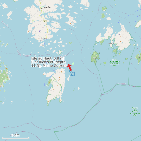 Map of Isle au Haut, 0.8 mi E of Rich's Pt (depth 11 ft), Maine Current Prediction Station