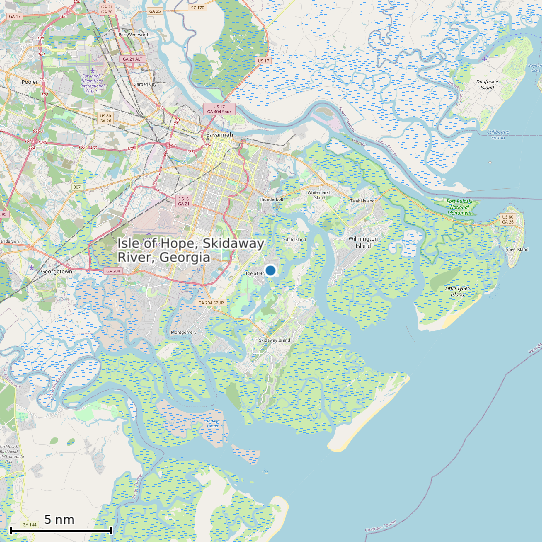 Map of Isle of Hope, Skidaway River, Georgia Tide Prediction Station