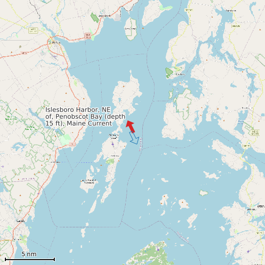 Map of Islesboro Harbor, NE of, Penobscot Bay (depth 15 ft), Maine Current Prediction Station