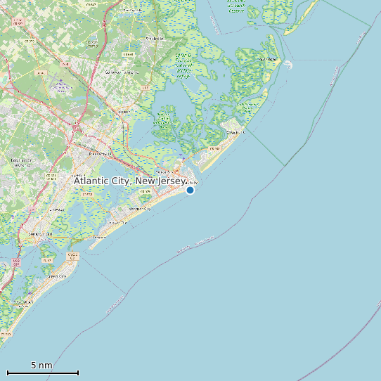 Map of Atlantic City, New Jersey Tide Prediction Station