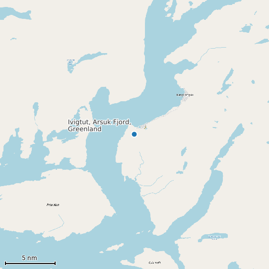 Map of Ivigtut, Arsuk Fjord, Greenland Tide Prediction Station