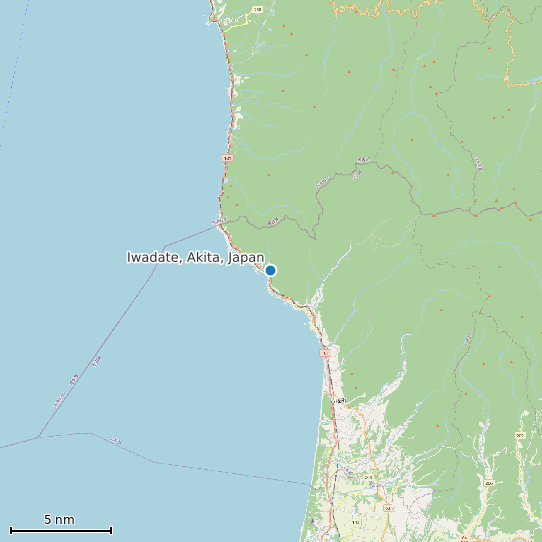 Map of Iwadate, Akita, Japan Tide Prediction Station