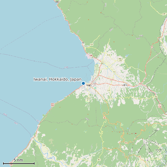 Map of Iwanai, Hokkaido, Japan Tide Prediction Station