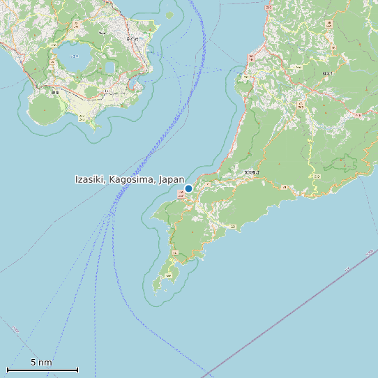 Map of Izasiki, Kagosima, Japan Tide Prediction Station