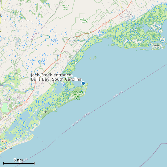 Map of Jack Creek entrance, Bulls Bay, South Carolina Tide Prediction Station
