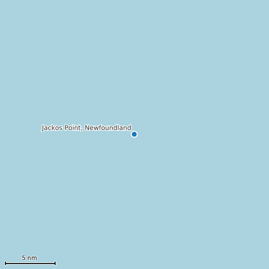 Map of Jackos Point, Newfoundland Tide Prediction Station