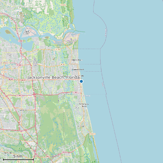 Map of Jacksonville Beach, Florida Tide Prediction Station