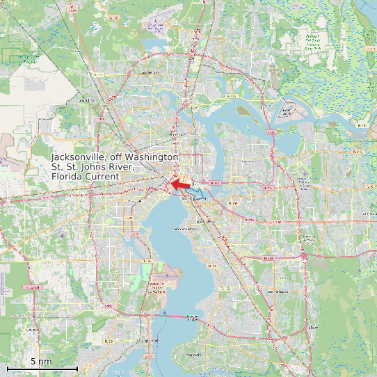 Map of Jacksonville, off Washington St, St. Johns River, Florida Current Prediction Station