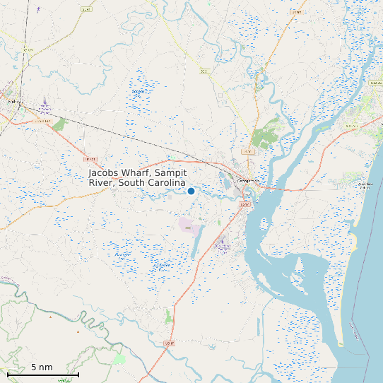 Map of Jacobs Wharf, Sampit River, South Carolina Tide Prediction Station