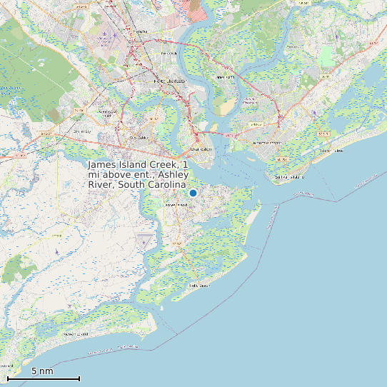Map of James Island Creek, 1 mi above ent., Ashley River, South Carolina Tide Prediction Station