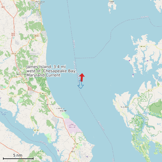 Map of James Island, 3.4 mi west of, Chesapeake Bay, Maryland Current Prediction Station