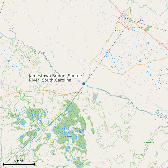 Map of Jamestown Bridge, Santee River, South Carolina Tide Prediction Station