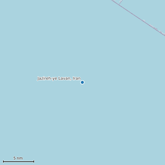 Map of Jazireh-ye Lavan, Iran Tide Prediction Station