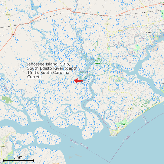 Map of Jehossee Island, S tip, South Edisto River (depth 15 ft), South Carolina Current Prediction Station