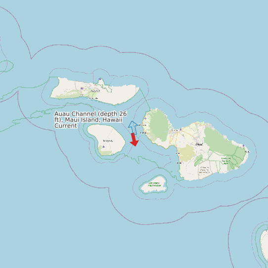 Map of Auau Channel (depth 26 ft), Maui Island, Hawaii Current Prediction Station