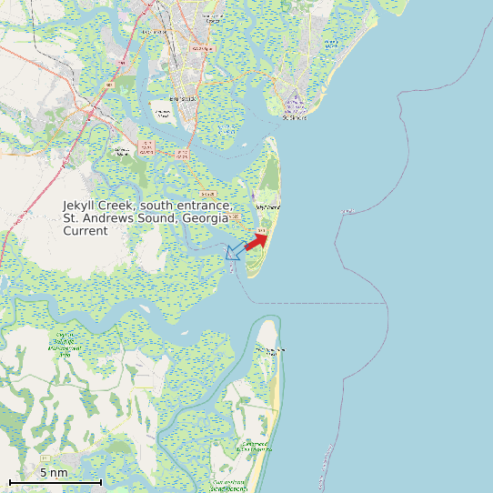 Map of Jekyll Creek, south entrance, St. Andrews Sound, Georgia Current Prediction Station