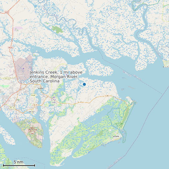 Map of Jenkins Creek, 1 mi above entrance, Morgan River, South Carolina Tide Prediction Station