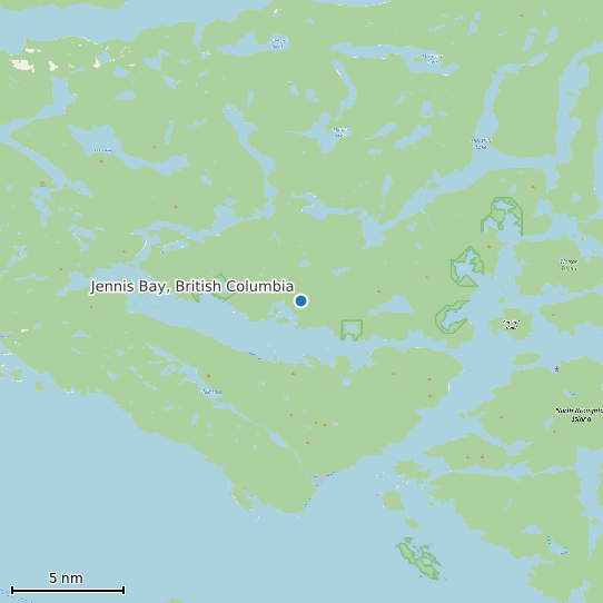Map of Jennis Bay, British Columbia Tide Prediction Station