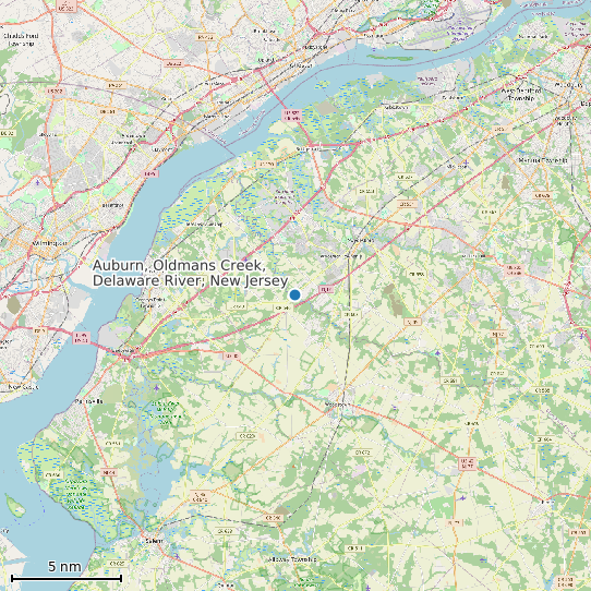 Map of Auburn, Oldmans Creek, Delaware River, New Jersey Tide Prediction Station