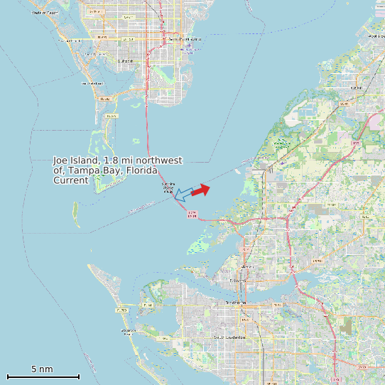 Map of Joe Island, 1.8 mi northwest of, Tampa Bay, Florida Current Prediction Station
