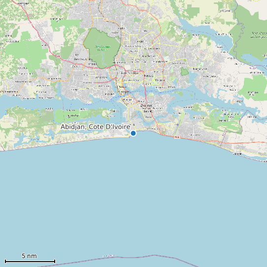 Map of Abidjan, Cote D'Ivoire Tide Prediction Station