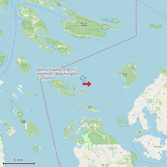 Map of Johns Island, 0.8 mi north of, Washington Current Prediction Station