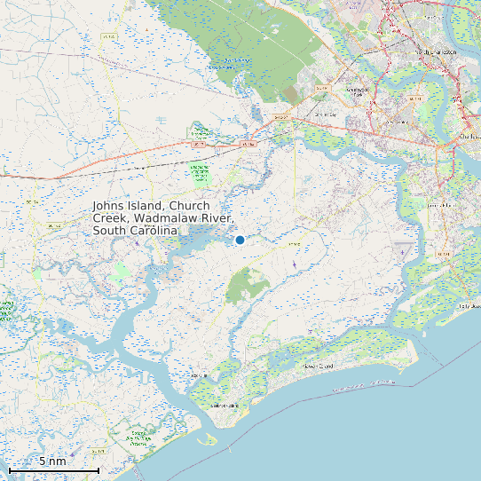 Map of Johns Island, Church Creek, Wadmalaw River, South Carolina Tide Prediction Station