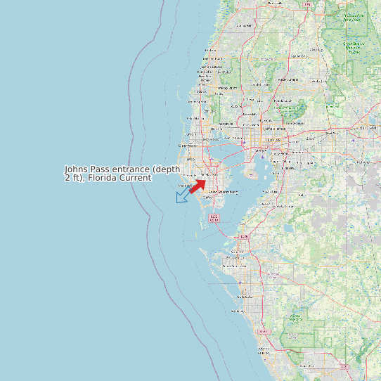Johns Pass entrance (depth 2 ft), Florida Current map