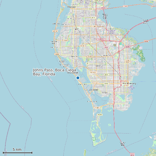 Map of Johns Pass, Boca Ciega Bay, Florida Tide Prediction Station
