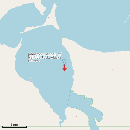 Map of Johnston Channel, off Halftide Rock, Alaska Current Prediction Station
