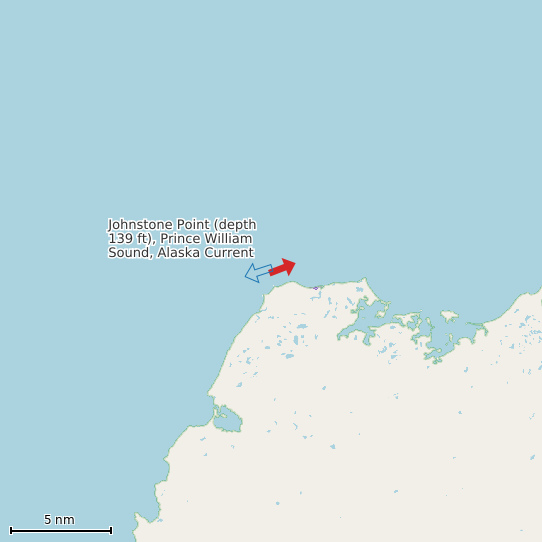 Map of Johnstone Point (depth 139 ft), Prince William Sound, Alaska Current Prediction Station