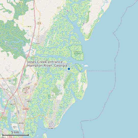 Map of Jones Creek entrance, Hampton River, Georgia Tide Prediction Station