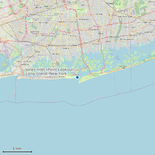 Map of Jones Inlet (Point Lookout), Long Island, New York Tide Prediction Station