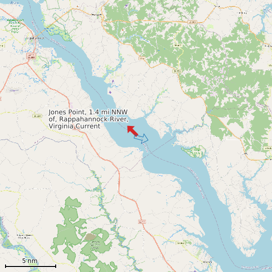 Map of Jones Point, 1.4 mi NNW of, Rappahannock River, Virginia Current Prediction Station