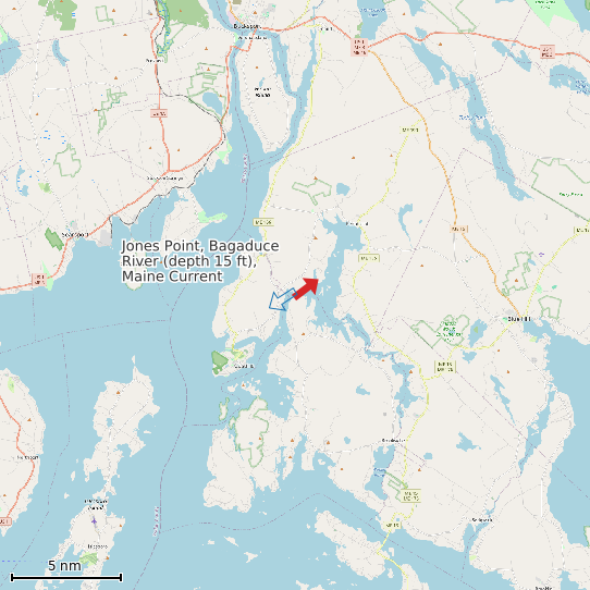 Map of Jones Point, Bagaduce River (depth 15 ft), Maine Current Prediction Station