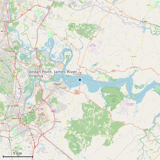Map of Jordan Point, James River, Virginia Tide Prediction Station