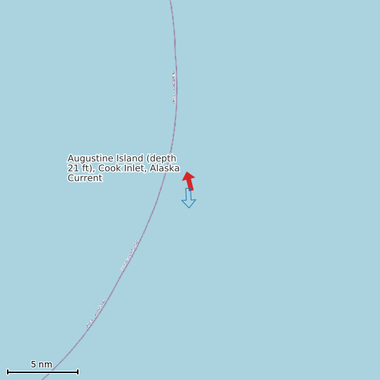 Map of Augustine Island (depth 21 ft), Cook Inlet, Alaska Current Prediction Station