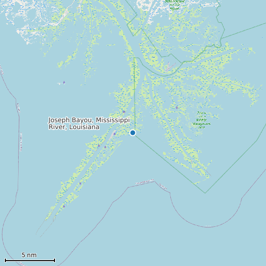 Map of Joseph Bayou, Mississippi River, Louisiana Tide Prediction Station