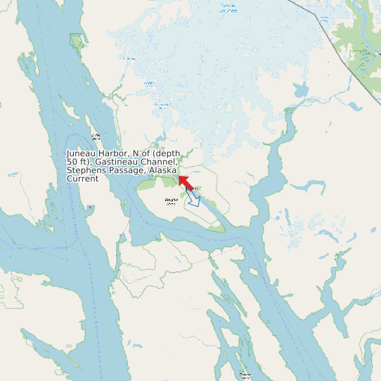 Juneau Harbor, N of (depth 50 ft), Gastineau Channel, Stephens Passage, Alaska Current map