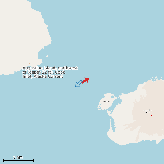 Map of Augustine Island, northwest of (depth 22 ft), Cook Inlet, Alaska Current Prediction Station