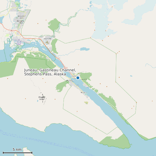 Map of Juneau, Gastineau Channel, Stephens Pass, Alaska Tide Prediction Station
