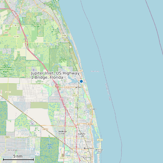 Map of Jupiter Inlet, US Highway 1 Bridge, Florida Tide Prediction Station