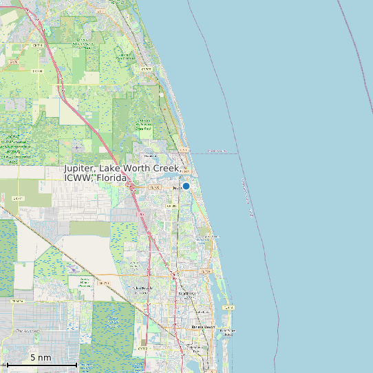 Map of Jupiter, Lake Worth Creek, ICWW, Florida Tide Prediction Station