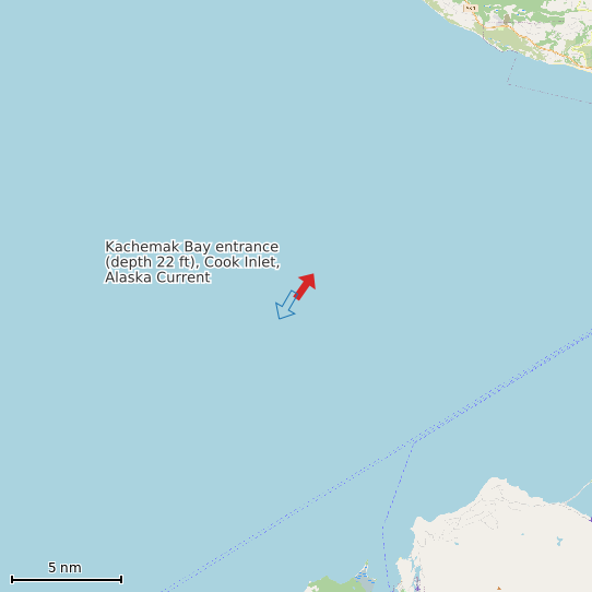 Map of Kachemak Bay entrance (depth 22 ft), Cook Inlet, Alaska Current Prediction Station