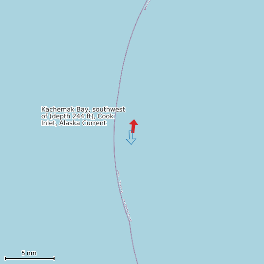 Map of Kachemak Bay, southwest of (depth 244 ft), Cook Inlet, Alaska Current Prediction Station