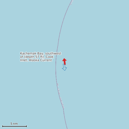 Map of Kachemak Bay, southwest of (depth 57 ft), Cook Inlet, Alaska Current Prediction Station