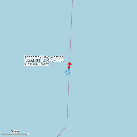 Map of Kachemak Bay, west of (depth 22 ft), Cook Inlet, Alaska Current Prediction Station